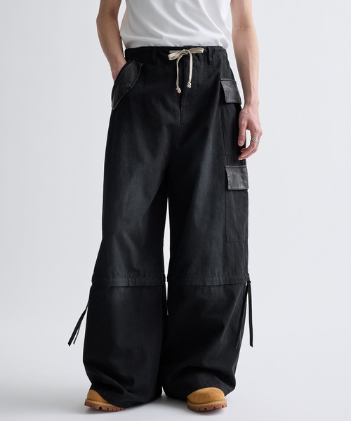 2Way Zipper Asymmetric Design Wide Cargo Pants /2Wayジッパー