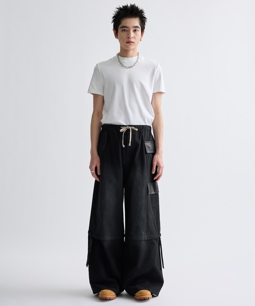 2Way Zipper Asymmetric Design Wide Cargo Pants /2Wayジッパー