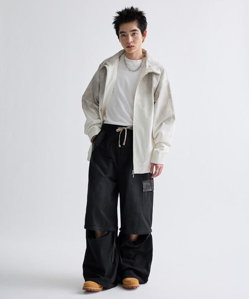 2Way Zipper Asymmetric Design Wide Cargo Pants /2Wayジッパー