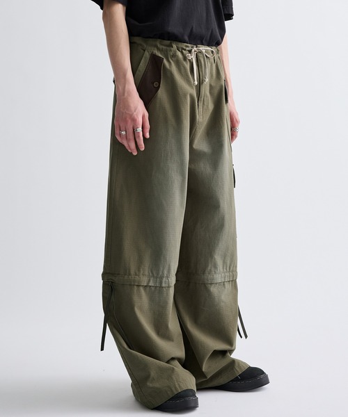 2Way Zipper Asymmetric Design Wide Cargo Pants /2Wayジッパー