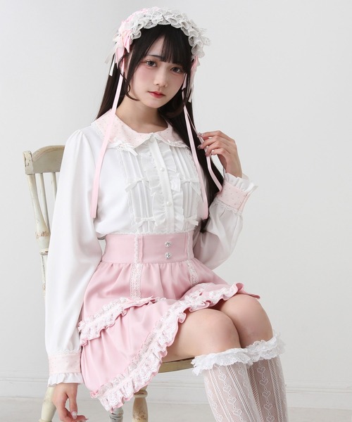 DearMyLove(ディアマイラブ)の「キラキラビジュレースリボンブラウス(シャツ/ブラウス・レディース・ブルーグレー/ホワイト×ピンク/ホワイト×グレー/ホワイト/ブラック×ホワイト・MEDIUM/LARGE/LL/3L)」の18枚目の写真