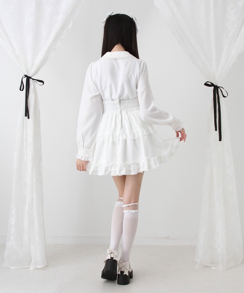DearMyLove(ディアマイラブ)の「キラキラビジュレースリボンブラウス(シャツ/ブラウス・レディース・ブルーグレー/ホワイト×ピンク/ホワイト×グレー/ホワイト/ブラック×ホワイト・MEDIUM/LARGE/LL/3L)」の7枚目の写真