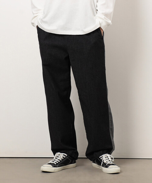 Purple&Yellow（パープルアンドイエロー）の「ストレッチデニム配色切り替えパンツ（デニムパンツ・メンズ・ケミカルウォッシュ/ブラック・X-SMALL/SMALL/MEDIUM/LARGE）」の5枚目の写真