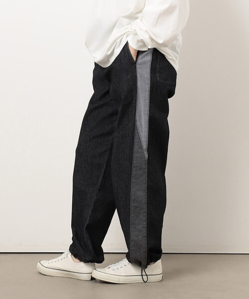 Purple&Yellow（パープルアンドイエロー）の「ストレッチデニム配色切り替えパンツ（デニムパンツ・メンズ・ケミカルウォッシュ/ブラック・X-SMALL/SMALL/MEDIUM/LARGE）」の10枚目の写真