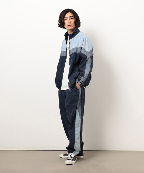 Purple&Yellow（パープルアンドイエロー）の「ストレッチデニム配色切り替えパンツ（デニムパンツ・メンズ・ケミカルウォッシュ/ブラック・X-SMALL/SMALL/MEDIUM/LARGE）」の11枚目の写真