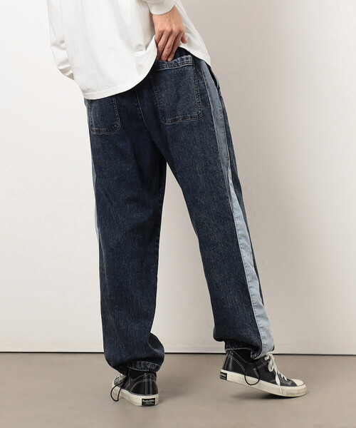 Purple&Yellow（パープルアンドイエロー）の「ストレッチデニム配色切り替えパンツ（デニムパンツ・メンズ・ケミカルウォッシュ/ブラック・X-SMALL/SMALL/MEDIUM/LARGE）」の13枚目の写真