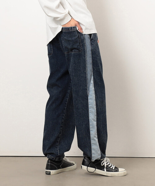 Purple&Yellow（パープルアンドイエロー）の「ストレッチデニム配色切り替えパンツ（デニムパンツ・メンズ・ケミカルウォッシュ/ブラック・X-SMALL/SMALL/MEDIUM/LARGE）」の14枚目の写真