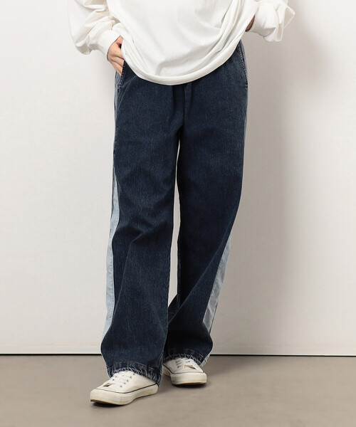 Purple&Yellow（パープルアンドイエロー）の「ストレッチデニム配色切り替えパンツ（デニムパンツ・メンズ・ケミカルウォッシュ/ブラック・X-SMALL/SMALL/MEDIUM/LARGE）」の20枚目の写真