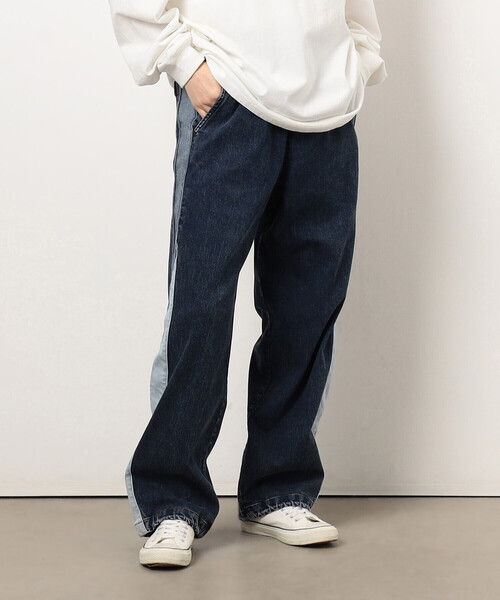 Purple&Yellow（パープルアンドイエロー）の「ストレッチデニム配色切り替えパンツ（デニムパンツ・メンズ・ケミカルウォッシュ/ブラック・X-SMALL/SMALL/MEDIUM/LARGE）」の22枚目の写真