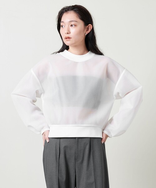 ＜MARW UNITED ARROWS＞クルーネック ダンボール プルオーバー セール】＜MARW UNITED ARROWS＞シアー ダンボール プルオーバー