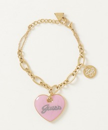 GUESS ハート型チャーム ブレスレット GUESS ロゴチャーム ブレスレット ハート メタル (Guess