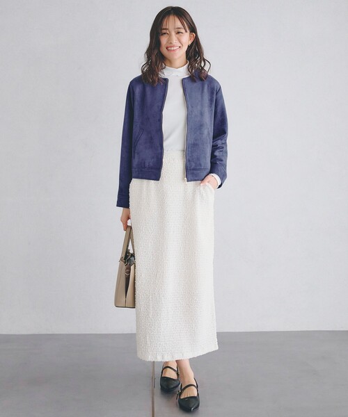 grove（グローブ）の「スエードライクノーカラージャケット（ブルゾン・レディース・アイボリー/ライトベージュ/ネイビー・02/03/01/04/05）」の15枚目の写真