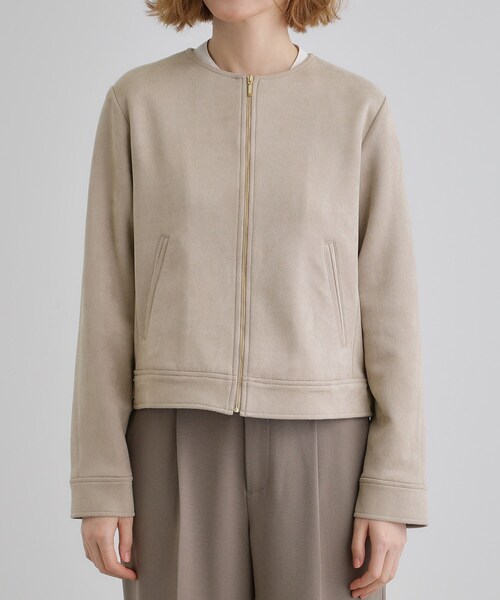 grove（グローブ）の「スエードライクノーカラージャケット（ブルゾン・レディース・アイボリー/ライトベージュ/ネイビー・02/03/01/04/05）」の17枚目の写真