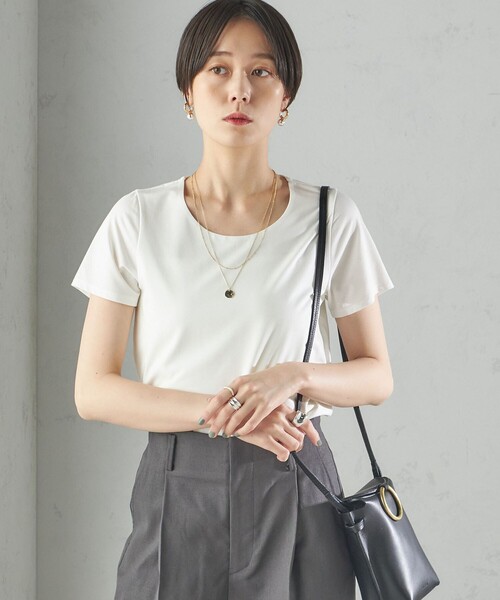SHIPS(シップス)の「〈手洗い可能〉SORONA(R) クルーネック TEE(Tシャツ/カットソー・レディース・ブラック/オフホワイト/ライトグレー・ONE SIZE)」の13枚目の写真