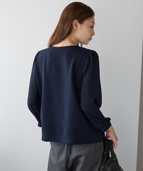 RIRIYANO（リリヤーノ）の「シアー袖ジョーゼットブラウス（ビジネス