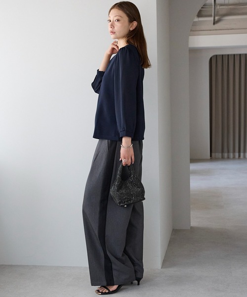 RIRIYANO(リリヤーノ)の「シアー袖ジョーゼットブラウス(ビジネスシャツ・レディース・ネイビー/ブラック/オフホワイト・SMALL/MEDIUM/XX-LARGE/X-LARGE/LARGE)」の18枚目の写真