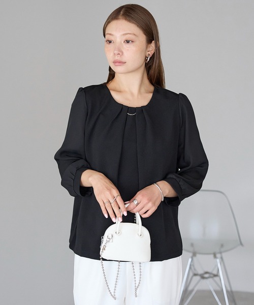 RIRIYANO(リリヤーノ)の「シアー袖ジョーゼットブラウス(ビジネスシャツ・レディース・ネイビー/ブラック/オフホワイト・SMALL/MEDIUM/XX-LARGE/X-LARGE/LARGE)」の22枚目の写真