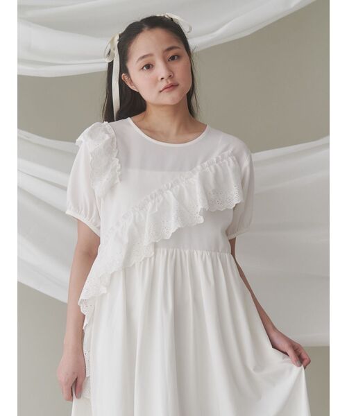セール】フリルコットンワンピース（ワンピース）｜merry jenny