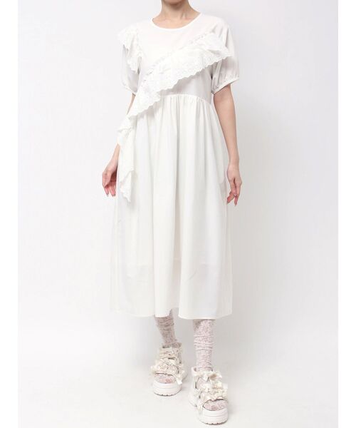 merry jenny（メリージェニー）の「フリルコットンワンピース（ワンピース・レディース・ライトブルー/オフホワイト/ラベンダー・FREE）」の5枚目の写真