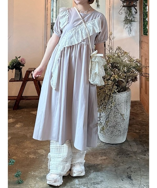 merry jenny（メリージェニー）の「フリルコットンワンピース（ワンピース・レディース・ライトブルー/オフホワイト/ラベンダー・FREE）」の3枚目の写真