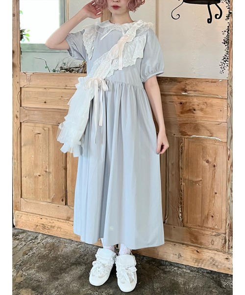 merry jenny（メリージェニー）の「フリルコットンワンピース（ワンピース・レディース・ライトブルー/オフホワイト/ラベンダー・FREE）」の2枚目の写真