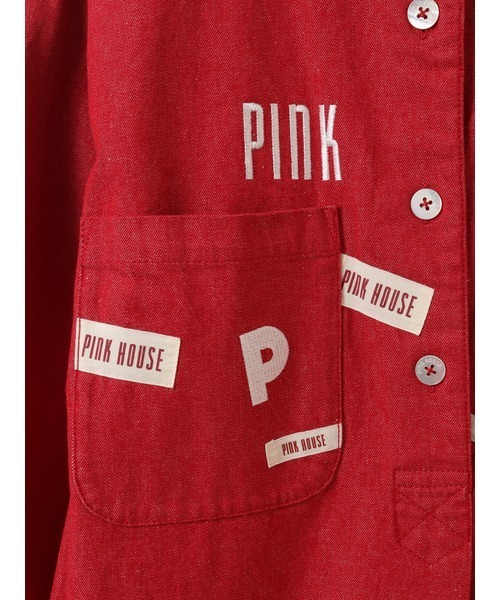 美品◆PINK HOUSE◆デニム シャツワンピース コート 織ネーム　495S 美品◇PINK HOUSE◇デニム シャツワンピース コート 織ネーム 495S