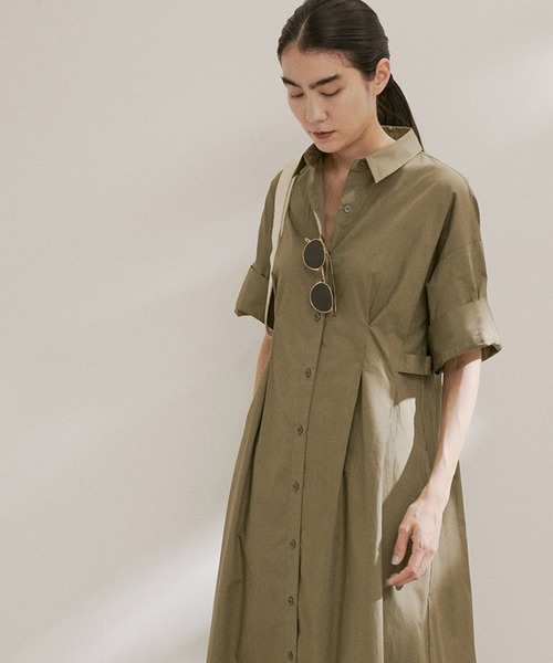 ZOZOTOWN限定】ハーフスリーブウエストタックシャツワンピース（シャツ