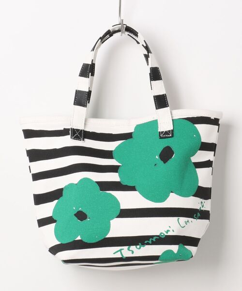 tsumori chisato CARRY(ツモリチサトキャリー)の「ハンドバッグ ツモリチサト フラワーボーダー(ハンドバッグ・レディース・ブラック/グリーン/レッド・FREE)」の1枚目の写真