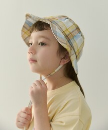 チェック バケットハット 紐付き