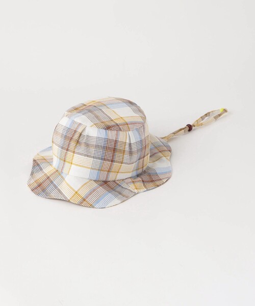 green label relaxing（グリーンレーベルリラクシング）の「チェック バケットハット 紐付き（ハット・キッズ・イエロー/ケリーグリーン・FREE(53-55cm)）」の8枚目の写真