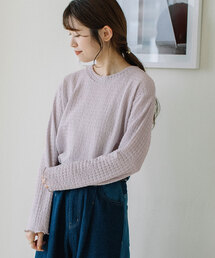 幾何学柄ふくれジャガードゆるトップス