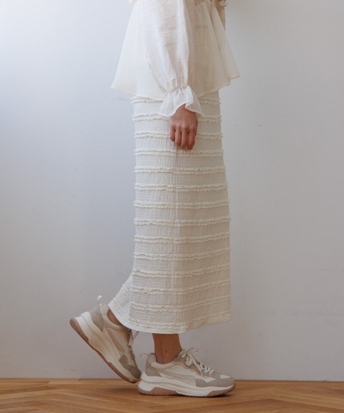 flower(フラワー)の「タイニーフリルスカート2(スカート・レディース・ブラック/アイボリー・FREE)」の6枚目の写真