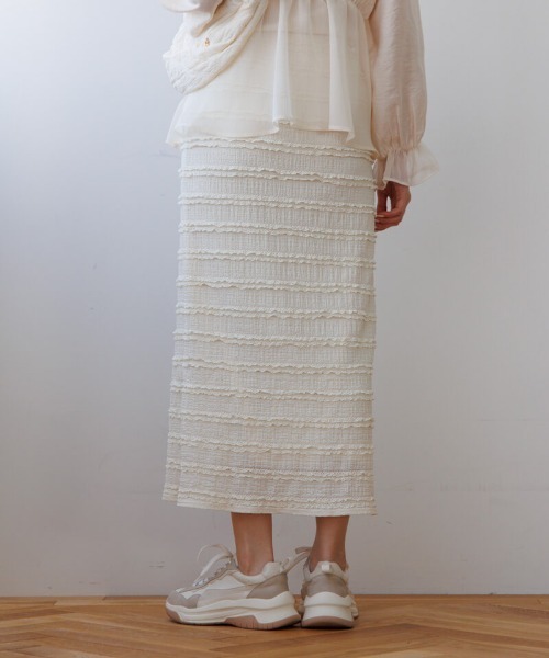 flower(フラワー)の「タイニーフリルスカート2(スカート・レディース・ブラック/アイボリー・FREE)」の7枚目の写真