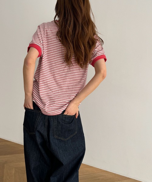 tシャツ El mar　ボーダーリンガーTシャツ レディース セール】El mar ボーダーリンガーTシャツ（Tシャツ/カットソー
