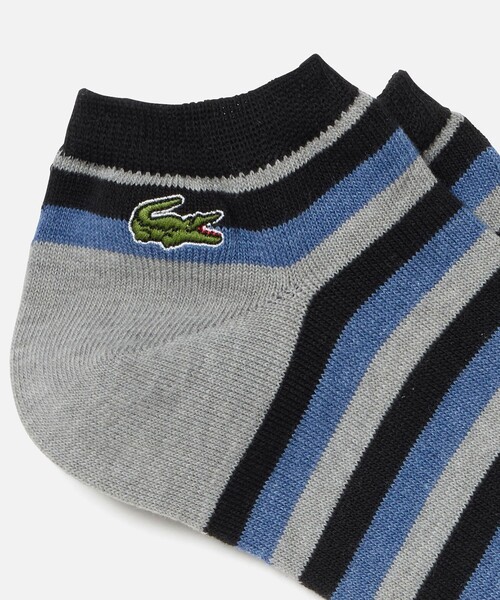 LACOSTE（ラコステ）の「マルチボーダーアンクルソックス（ソックス/靴下・メンズ・グレー/ブルー/ホワイト・27.0cm）」の4枚目の写真