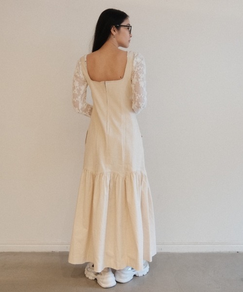 HONEY MI HONEY ワンピース back open swell jacquard long one-piece