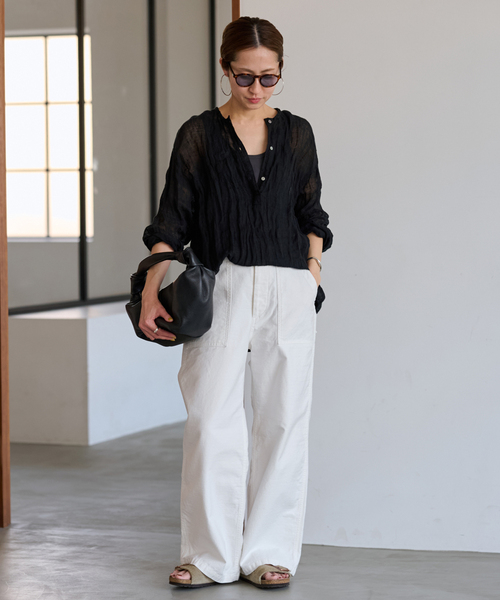 FRAMeWORK バックサテンベイカーパンツ　ブラック　36size ≪追加≫バックサテンベイカーパンツ（カーゴパンツ