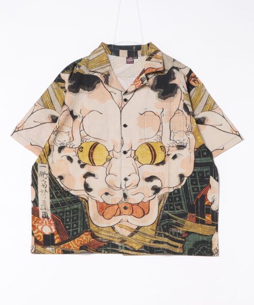 カヤ（カヤ）の「【カヤ】着る、NIPPON ART 倭の絵シャツM（シャツ/ブラウス・メンズ・ダークネイビー/ブラウン/オレンジ/ネイビー/ダークグレー/ベージュ/ブルー/ライトブルー/ブラック/レッド/ピンク/グリーン・M）」の6枚目の写真