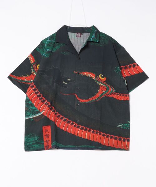 カヤ（カヤ）の「【カヤ】着る、NIPPON ART 倭の絵シャツM（シャツ/ブラウス・メンズ・ダークネイビー/ブラウン/オレンジ/ネイビー/ダークグレー/ベージュ/ブルー/ライトブルー/ブラック/レッド/ピンク/グリーン・M）」の3枚目の写真