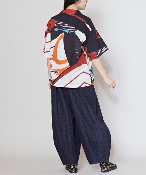 カヤ（カヤ）の「【カヤ】着る、NIPPON ART 倭の絵シャツM（シャツ/ブラウス・メンズ・ダークネイビー/ブラウン/オレンジ/ネイビー/ダークグレー/ベージュ/ブルー/ライトブルー/ブラック/レッド/ピンク/グリーン・M）」の15枚目の写真