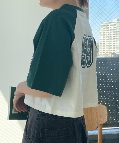 WEGO(ウィゴー)の「WEGO/ラグランショートT(Tシャツ/カットソー・レディース・ブラック/グリーン・MEDIUM/SMALL)」の6枚目の写真