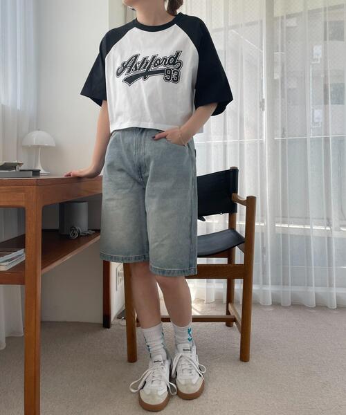 WEGO(ウィゴー)の「WEGO/ラグランショートT(Tシャツ/カットソー・レディース・ブラック/グリーン・MEDIUM/SMALL)」の12枚目の写真