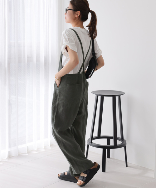 JOURNAL STANDARD relume（ジャーナルスタンダード　レリューム）の「《追加》手洗い可 / No.14フレンチリネンサロペット（サロペット/オーバーオール・レディース・ライトグレー/チャコールグレー・36/38）」の4枚目の写真