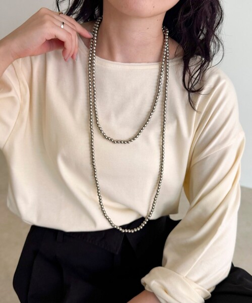 fredy emue(フレディエミュ)の「パール/メタルマルチロングネックレス(ネックレス・レディース・シルバー/オフホワイト・FREE)」の6枚目の写真