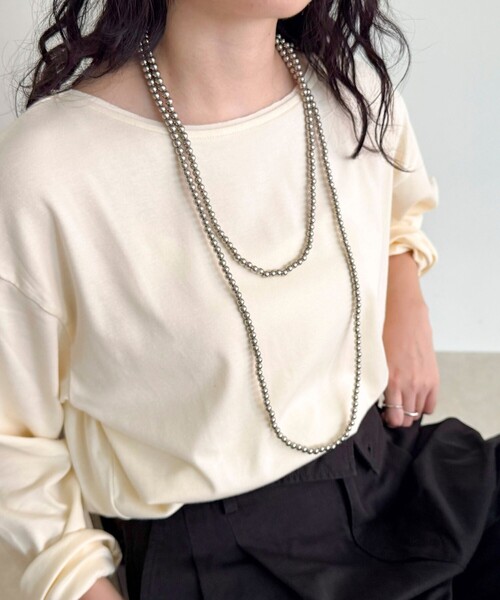 fredy emue(フレディエミュ)の「パール/メタルマルチロングネックレス(ネックレス・レディース・シルバー/オフホワイト・FREE)」の7枚目の写真