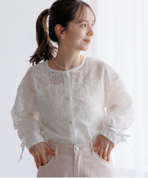 タグ付き✨ノコオーノ プリーツ ブラウス コサージュ付き フラワー