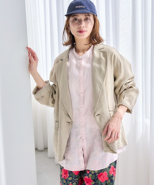 studio CLIP(スタディオクリップ)の「【リネン100%】ダブルジャケット(テーラードジャケット・レディース・ブラック/ライトグレー・FREE)」の3枚目の写真