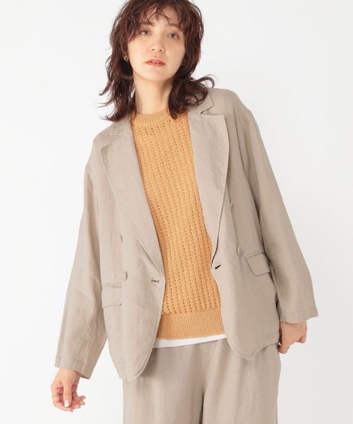 studio CLIP(スタディオクリップ)の「【リネン100%】ダブルジャケット(テーラードジャケット・レディース・ブラック/ライトグレー・FREE)」の12枚目の写真