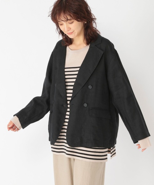 studio CLIP(スタディオクリップ)の「【リネン100%】ダブルジャケット(テーラードジャケット・レディース・ブラック/ライトグレー・FREE)」の18枚目の写真