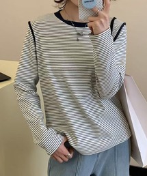 BANICO（バニコ）の「【Banico】ボーダーデザイン長袖カットソー（Tシャツ/カットソー）」